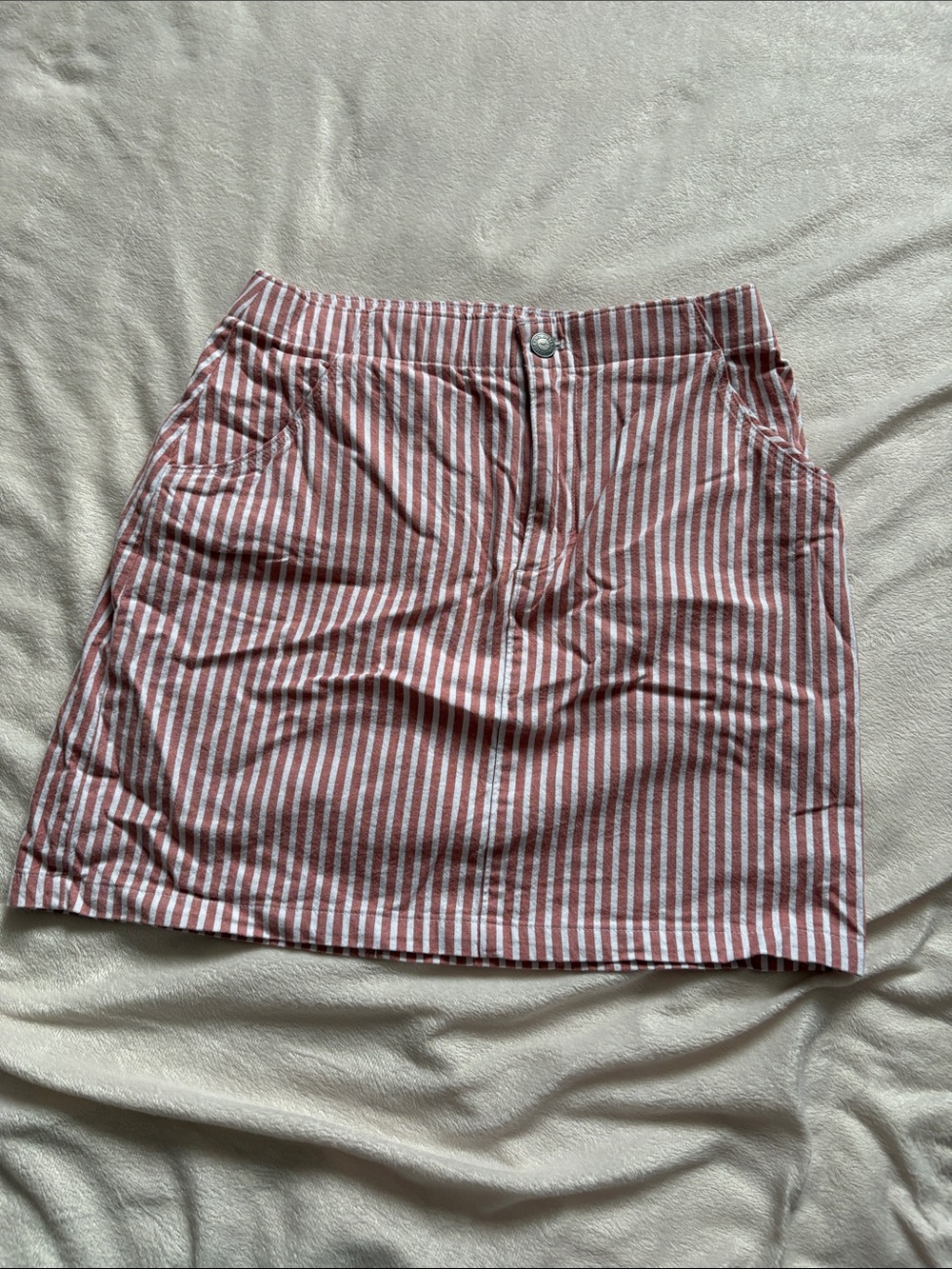 Hollister Small Striped Red orange and White button zipper Skirt